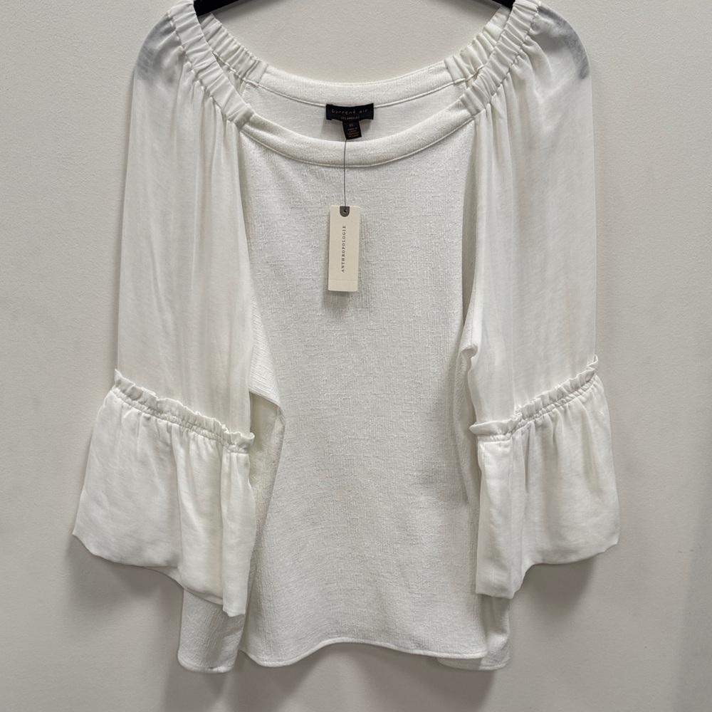 Anthropologie Cream Off-Shoulder Blouse